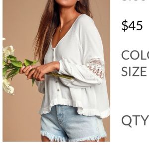 White Long Sleeve Button Down Blouse